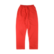 Back view of the vibrant red Sp5der Atlanta open leg sweatpants featuring a comfortable relaxed fit design.
