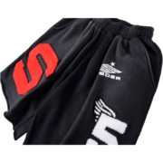 Sp5der Cut Sweatshort in black with bold red and white logo detailing, featuring a modern, comfortable, premium design.