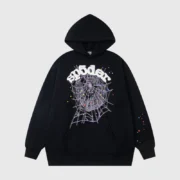 Sp5der Worldwide Web Hoodie in black featuring a premium heavyweight fleece and iconic streetwear web graphic design.