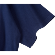 Close up view of the navy blue sleeve of the premium Sp5der 5 Baby Tee streetwear t-shirt for young enthusiasts.