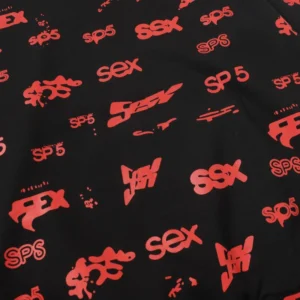 Sp5der Sex AOP Hoodie 'Black' close up