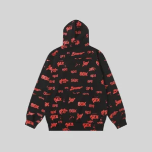 Sp5der Sex AOP Hoodie 'Black' back view