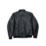 Front view of the SP5DER Debossed Web Studded Leather Jacket featuring a textured spider web pattern in black leather.