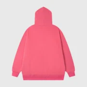 Back view of the vibrant pink Sp5der Legacy Hoodie featuring a relaxed fit and premium cotton-blend fleece construction.