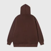Back view of the authentic Sp5der OG Web V2 Hoodie in brown, featuring a premium heavyweight cotton blend fleece.
