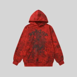 Sp5der Og Tree Camo Hoodie 'Red' front view