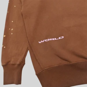 Sp5der x Young Thug Crewneck 'Angel Brown' close up