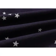 Close-up of the Sp5der Atlanta Hoodie featuring navy blue fabric adorned with a distinctive white star print design.