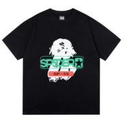 Black Sp5der Reunion 555 graphic T-shirt featuring an iconic logo design for a stylish and comfortable everyday look.