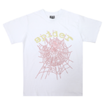 The Thug Sp5der T-shirt features a striking web graphic print on a crisp white cotton fabric for an edgy streetwear look.