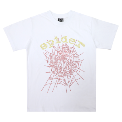 The Thug Sp5der T-shirt features a striking web graphic print on a crisp white cotton fabric for an edgy streetwear look.