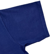 Close-up view of the premium navy blue sleeve detail on the Sp5der 5 Baby Tee, showcasing high-quality streetwear.