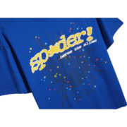 Royal blue Sp5der Summer Sports T-shirt featuring a prominent spider web and logo graphic print for athletic style.