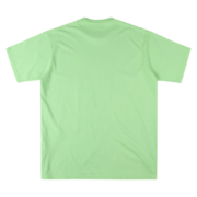The back view of the vibrant slime green SP5DER Worldwide streetwear tee made from soft premium quality cotton.