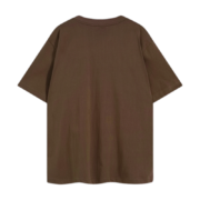 Back view of the brown Sp5der Angel 555 t-shirt showing the plain solid color design on a dark background.