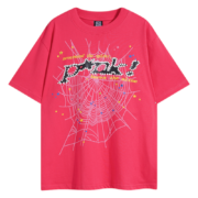 Sp5der Web Print pink T-shirt featuring a bold graphic design on soft breathable cotton for an edgy everyday look.