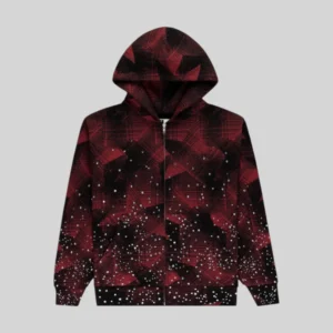 Sp5der Star Plaid Full Zip Hoodie front view