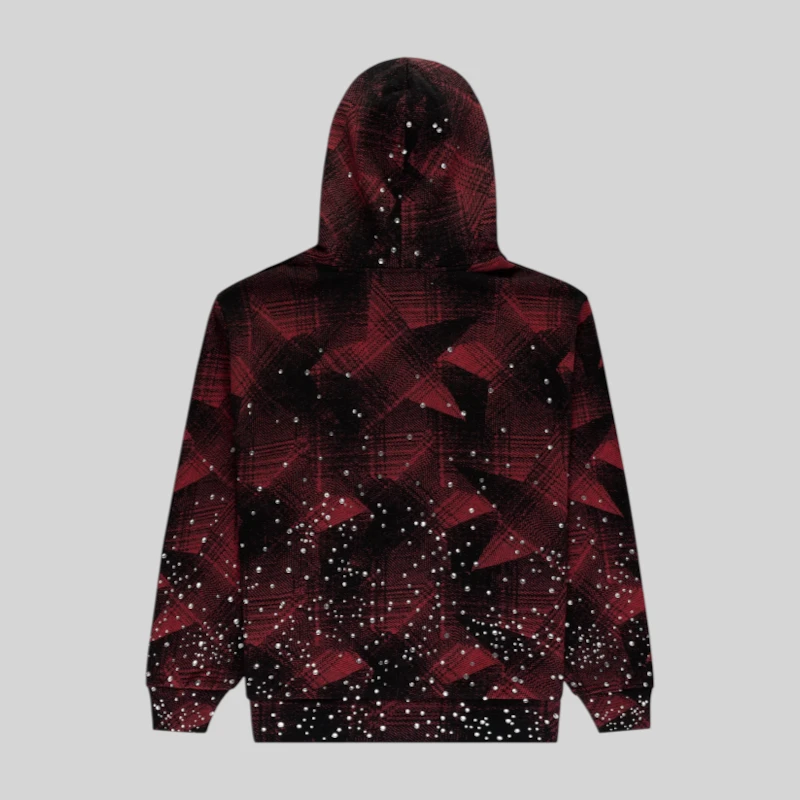 Sp5der Star Plaid Full Zip Hoodie back view