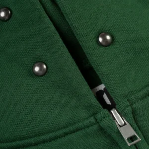 Sp5der Og Web Studded Zip Hoodie 'Green' close up
