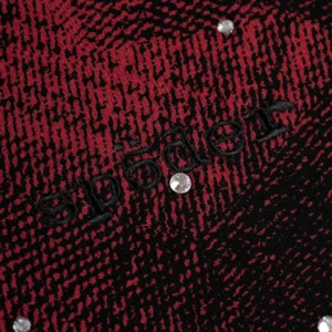 Sp5der Star Plaid Full Zip Hoodie close up