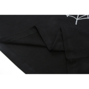 Close-up view of the premium black cotton fabric quality and stitching detail on the Sp5der Atlanta Print T-Shirt.