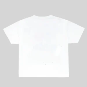 Back view of the premium white I HEART Sp5der men’s streetwear t-shirt with a standard fit, crafted from cotton.