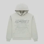 Sp5der Tonal Punk V2 Hoodie 'Grey' front view