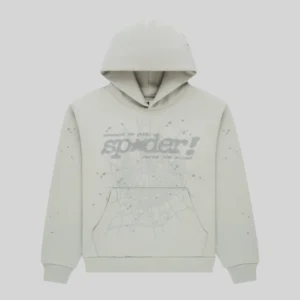 Sp5der Tonal Punk V2 Hoodie 'Grey' front view