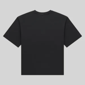 Back view of the Sp5der Standard Issue black cotton t-shirt for men and women, featuring a clean streetwear design.
