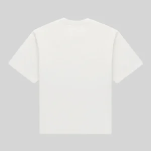 The back view of a white Sp5der Standard Issue t-shirt isolated against a neutral background for product display.