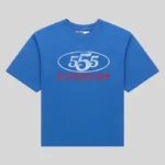 Blue Sp5der R5cing Tee front view featuring a bold graphic print on premium cotton streetwear essential design.