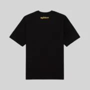 Back view of the black Sp5der Moto 5 Tee featuring the signature yellow SP5DER logo printed on the back neck.