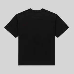 Back view of the black Sp5der Champions League streetwear cotton tee for men and women, standard fit design.