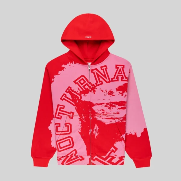 Sp5der Nocturnal Zip Hoodie 'Red' front view