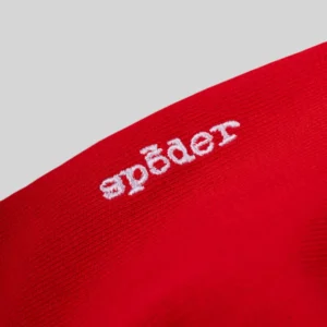 Sp5der Nocturnal Zip Hoodie 'Red' close up