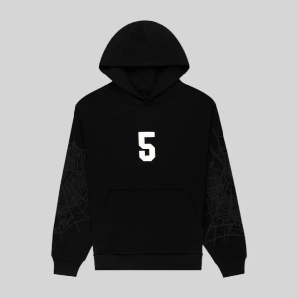 Sp5der Stadium Hoodie 'Black' front view
