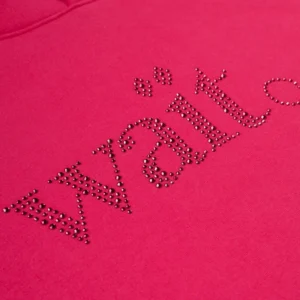 Sp5der Wait Stone Rhinestone Hoodie 'PInk' close up
