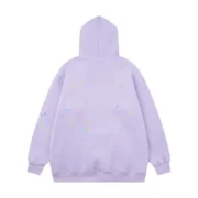 Back view of the premium unisex Sp5der Acai Hoodie in purple with a comfortable loose fit and quality construction.