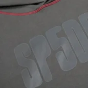 Close-up of the Sp5der Archive Contrast Hoodie in Slate Grey showing the signature logo and premium fleece fabric.