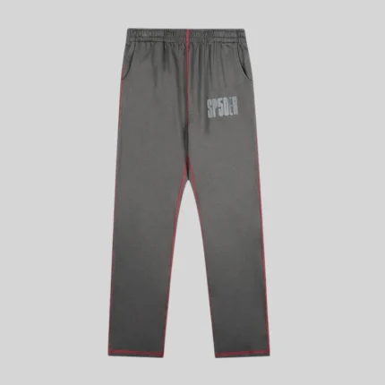 Front view of the Sp5der Archive Contrast sweatpants in Slate Grey featuring premium cotton fleece and logo print.