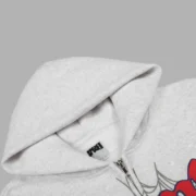 Sp5der Atlanta Zip Up Hoodie 'white' close up