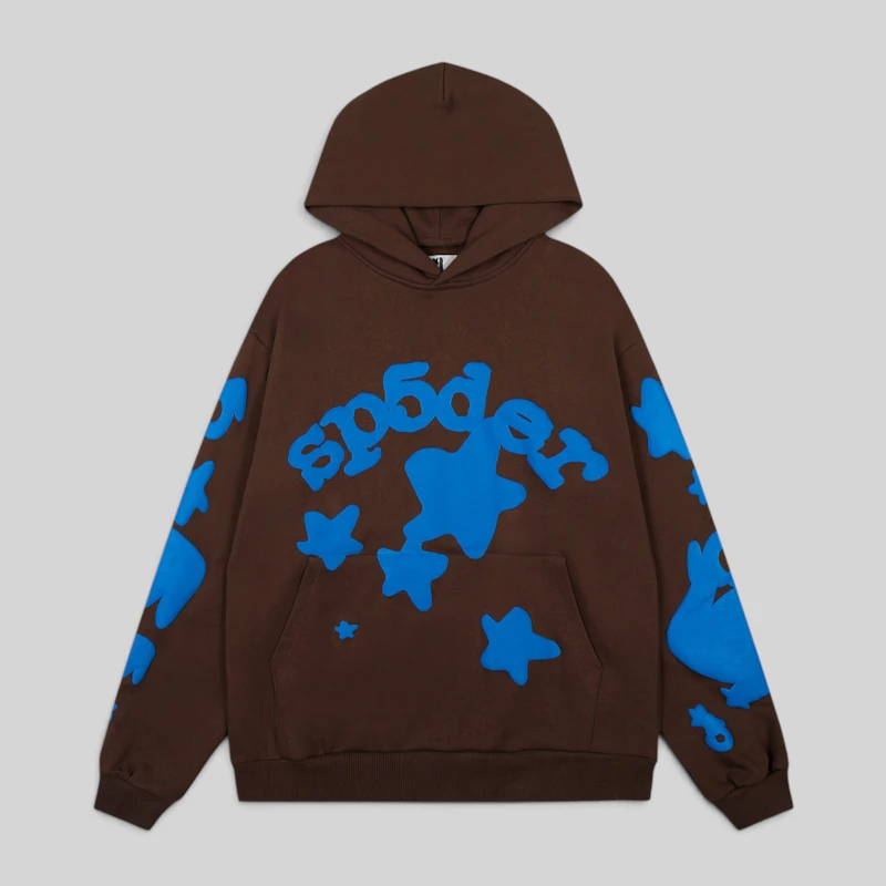 Sp5der Beluga Hoodie 'Brown' front view Sp5der Beluga Hoodie 'Brown' front view