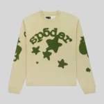 Sp5der Beluga Long-Sleeve in Tan, featuring a signature front graphic print from the SS25 streetwear collection.
