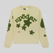 Sp5der Beluga Long-Sleeve in Tan, featuring a signature front graphic print from the SS25 streetwear collection.