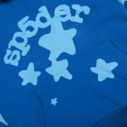 Sp5der Beluga V2 Hoodie 'Blue' closeup