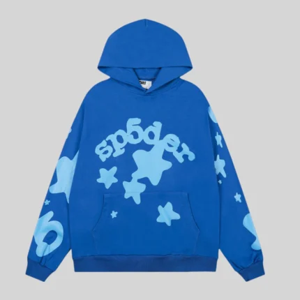 Sp5der Beluga V2 Hoodie 'Blue' front view