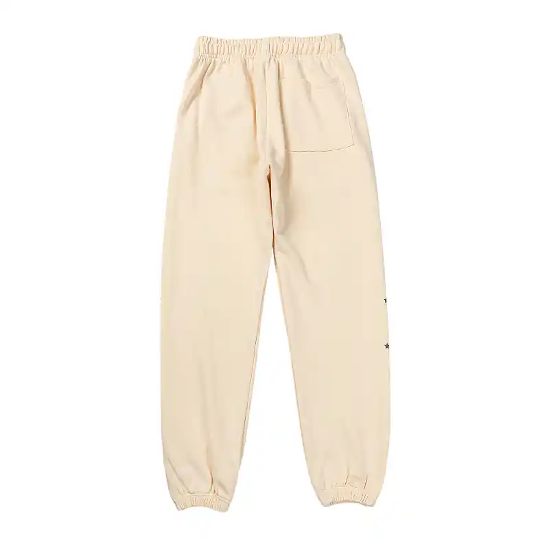 Back view of the premium cream Sp5der Cropped Sweatpants showing the elasticated waistband and relaxed fit design.