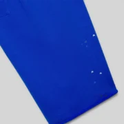 Close-up of Sp5der Heavy Web Short in Tory Blue, highlighting the premium cotton fleece fabric and star graphic detail.