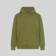 Sp5der Heavy Web Hoodie in green, featuring a 13oz cotton fleece build with a signature graphic star print design.