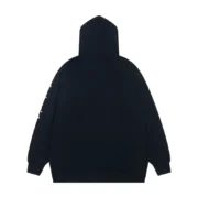 Back view of the black Sp5der I Heart SP5 Souvenir Hoodie showcasing its classic fit and minimalist streetwear design.
